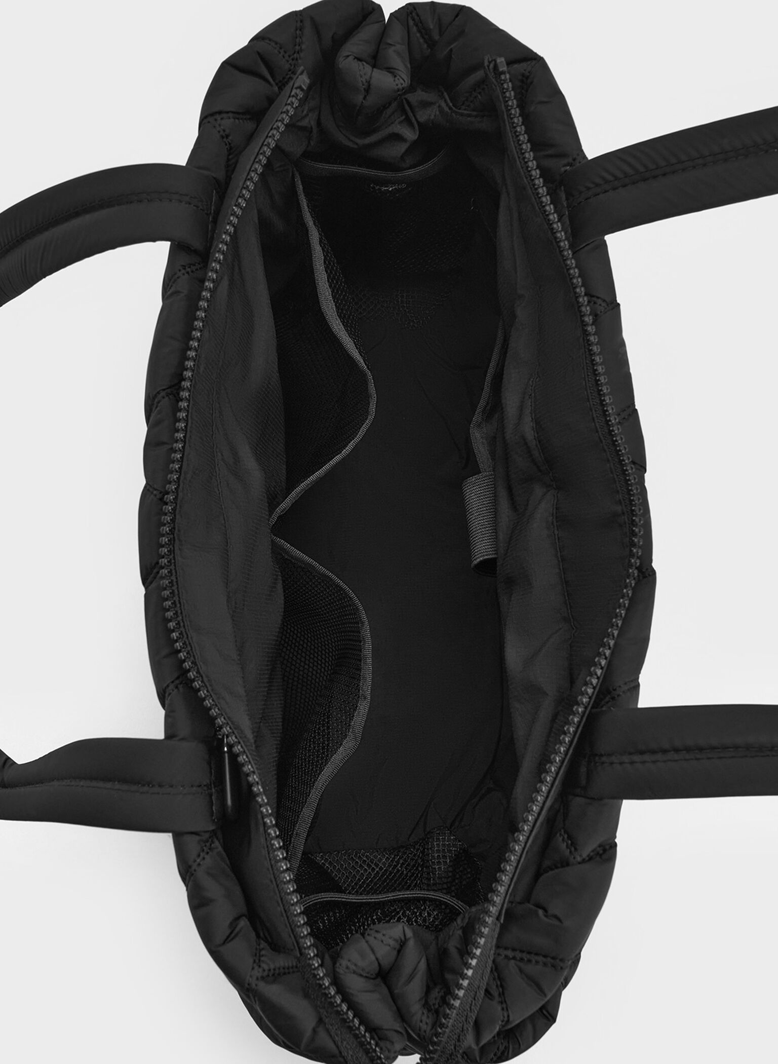 Nylon Chevron Tote Bag, Jet Black, hi-res