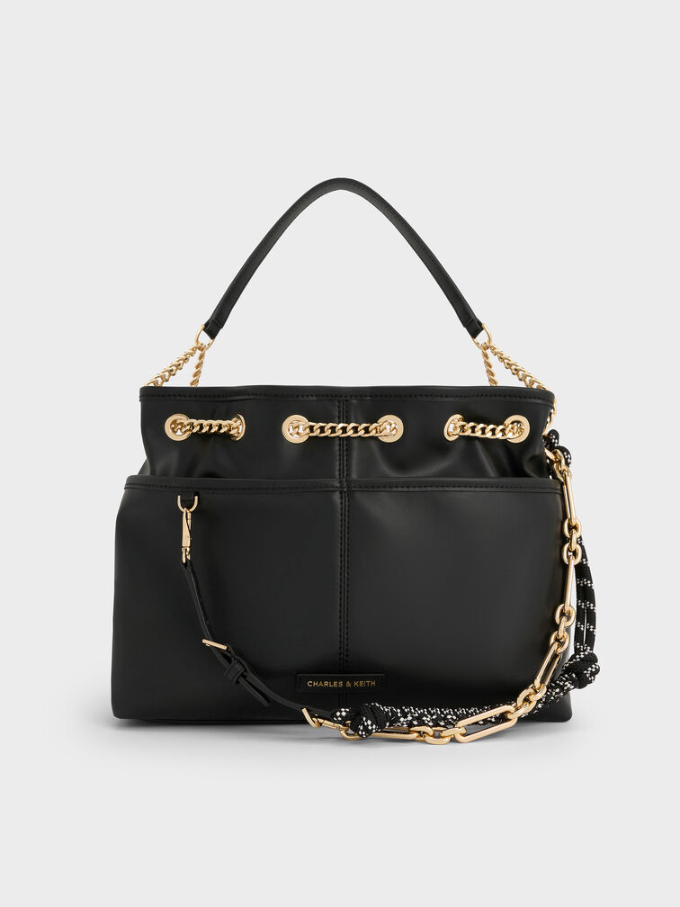 Addison Knotted-Rope Tote Bag, Black, hi-res