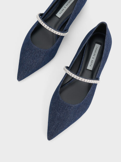 Ambrosia Gem-Embellished Flats, Blue, hi-res