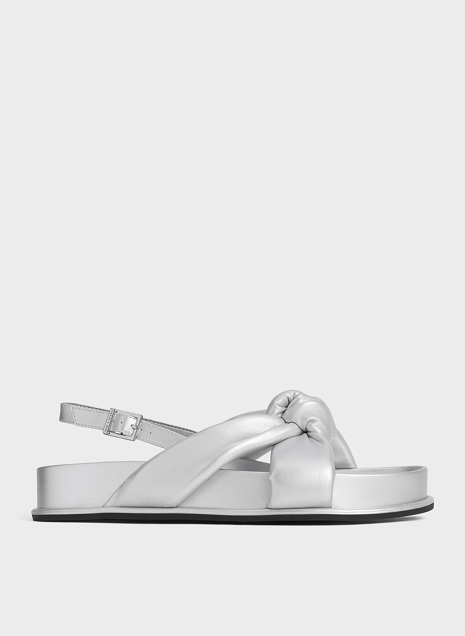 Rosetta Metallic Knotted Puffy Sandals, Silver, hi-res