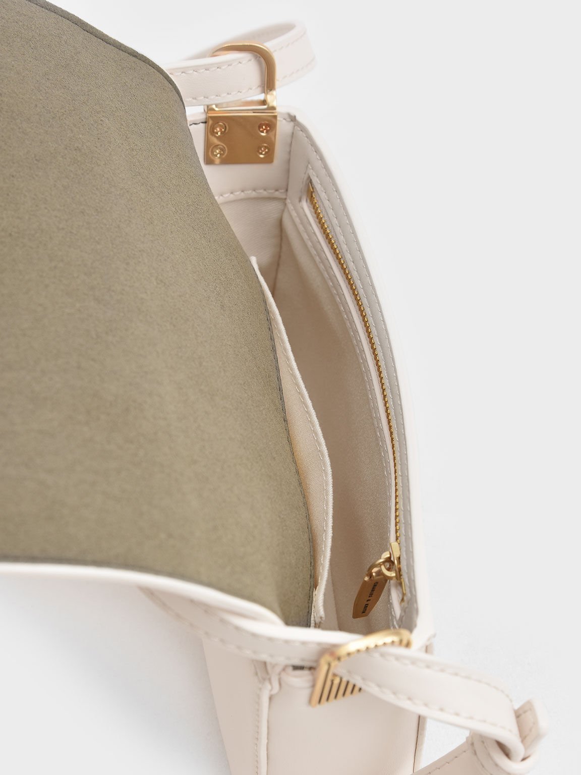 Enya Front Flap Turn-Lock Shoulder Bag, Cream, hi-res