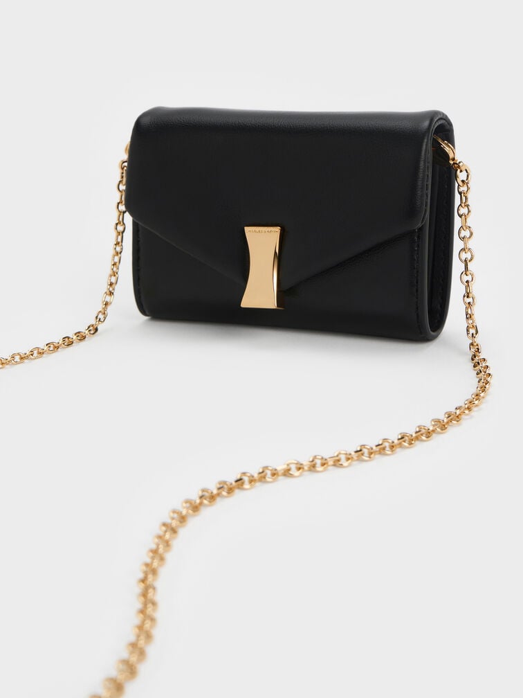 Lilibet Metallic-Accent Chain-Strap Wallet, Black, hi-res