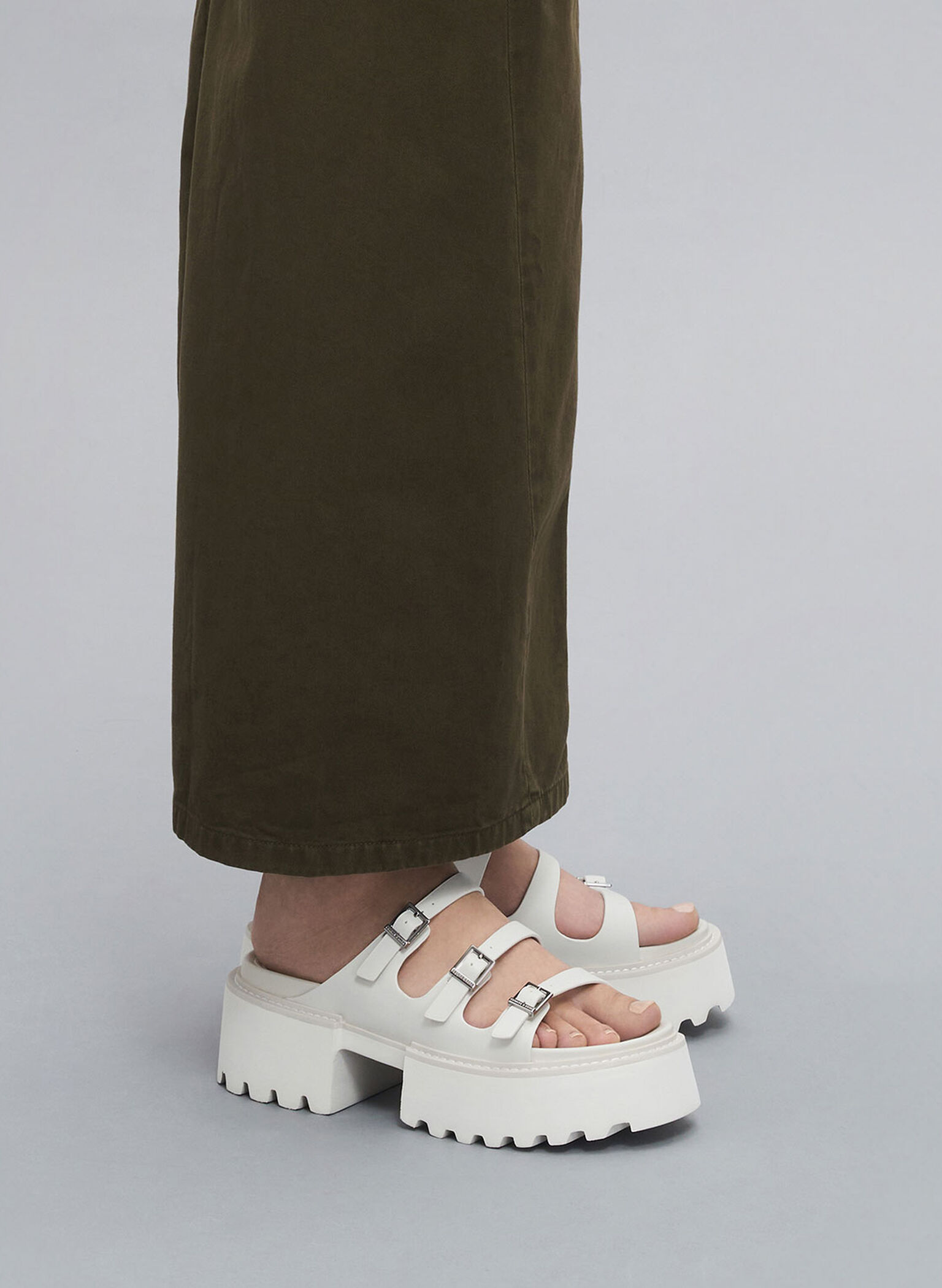 Nadine Triple-Strap Platform Sandals, White, hi-res