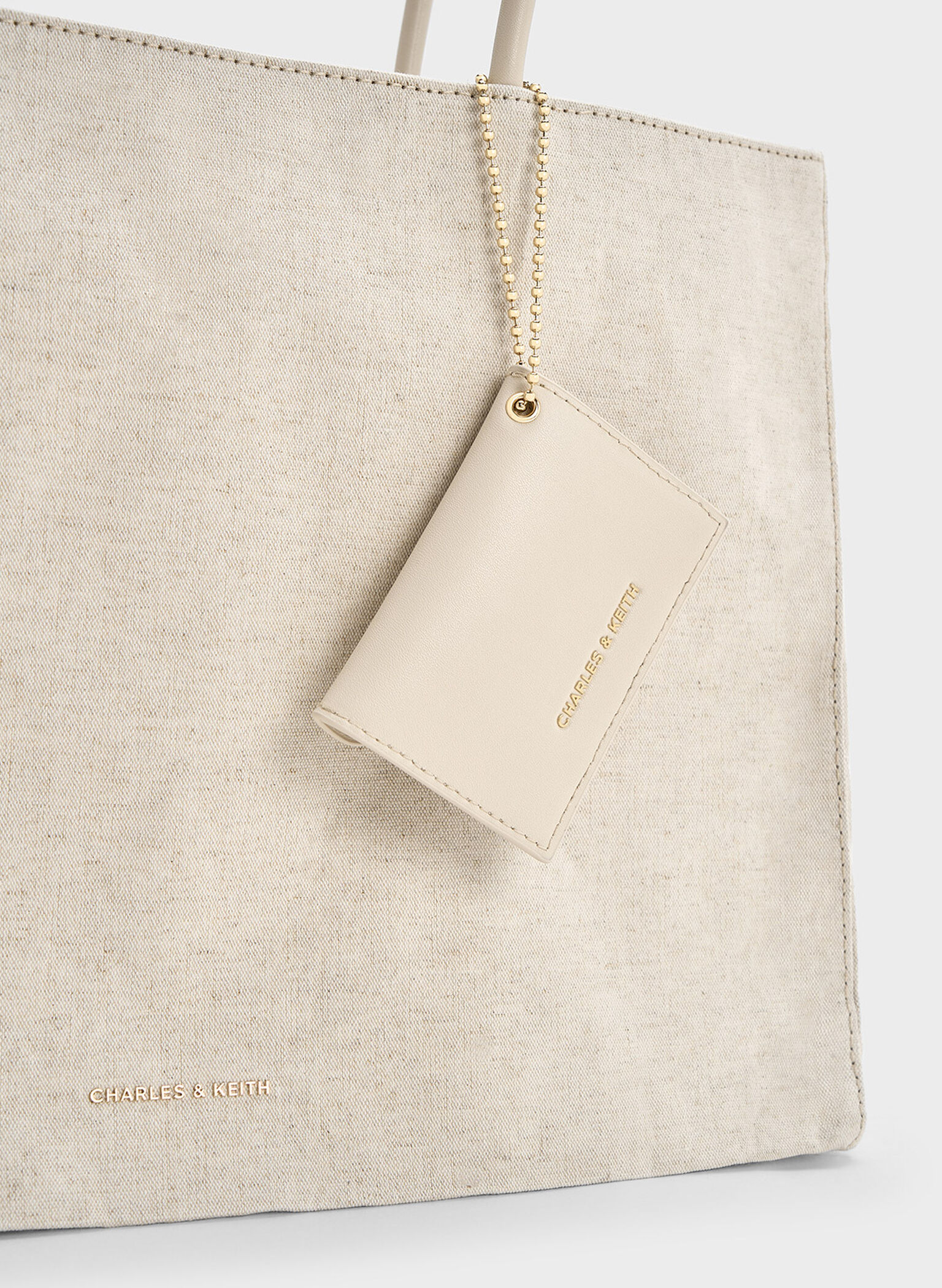 Large Matina Linen Tote Bag, Beige, hi-res