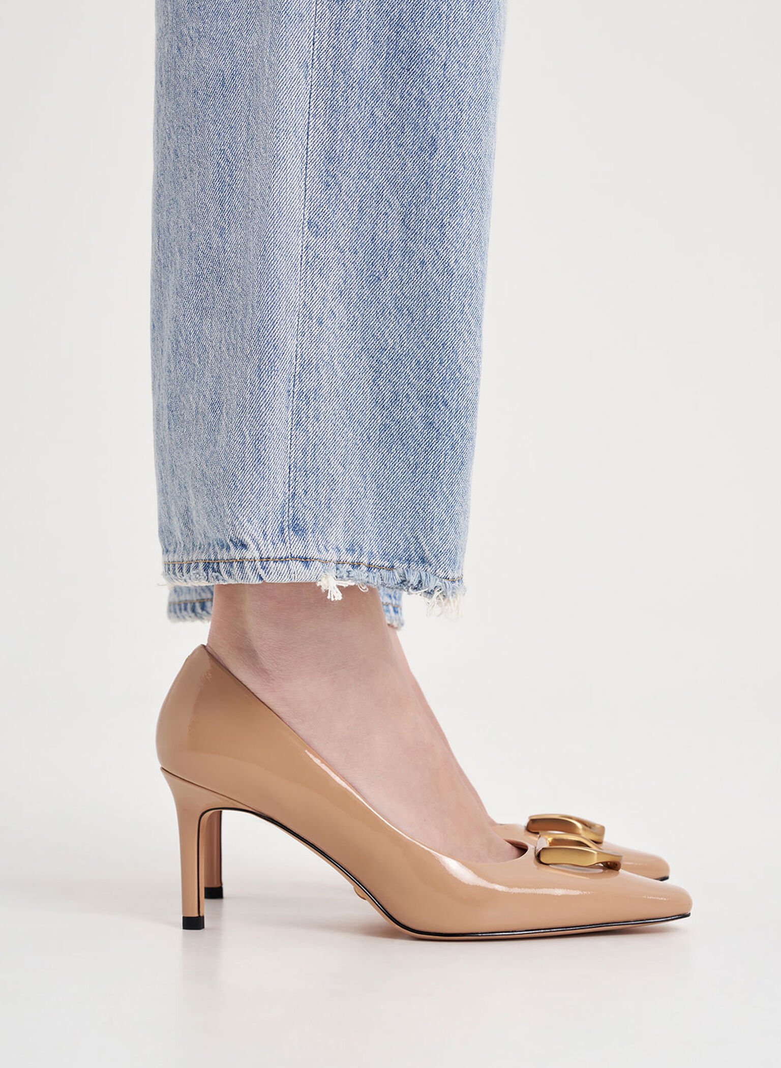 Gabine Patent Leather Tapered Pumps, Nude, hi-res