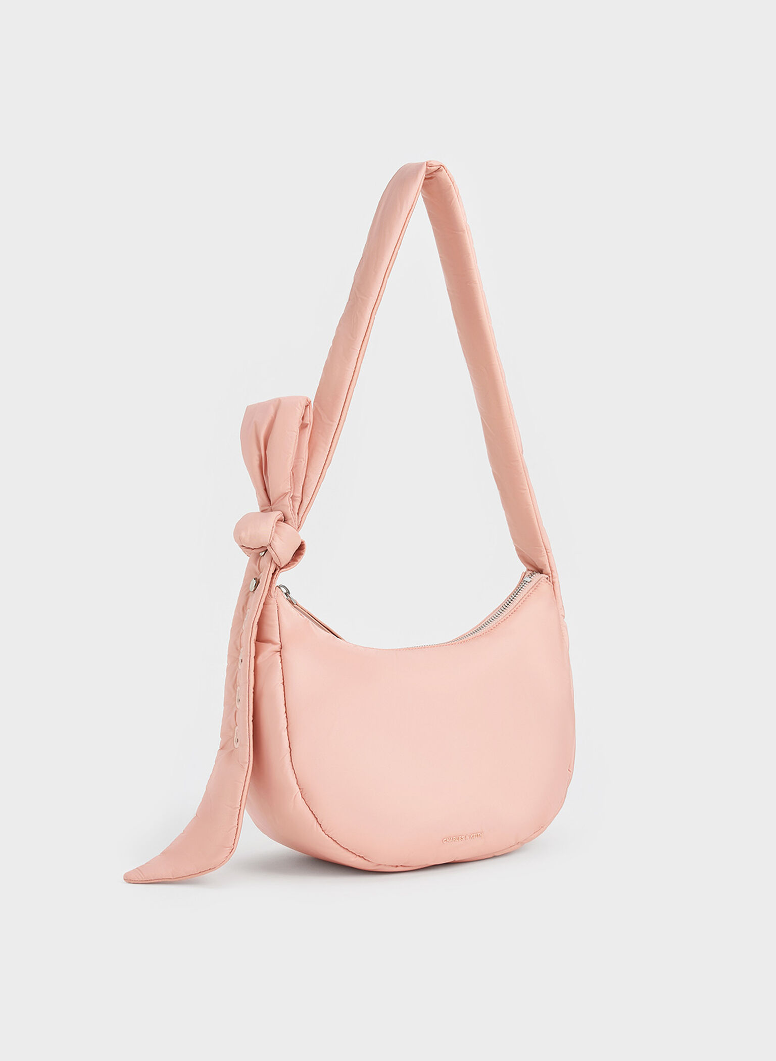 Delilah Nylon Knotted Hobo Bag, Pink, hi-res