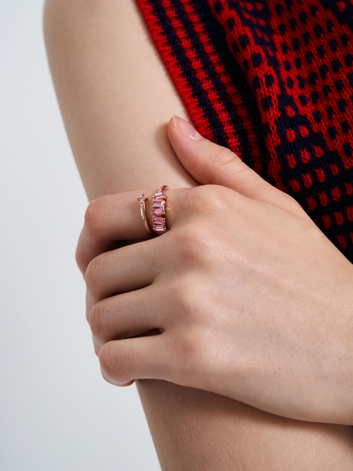 Swarovski® Crystal Embellished Wrap Ring, Rose Gold, hi-res