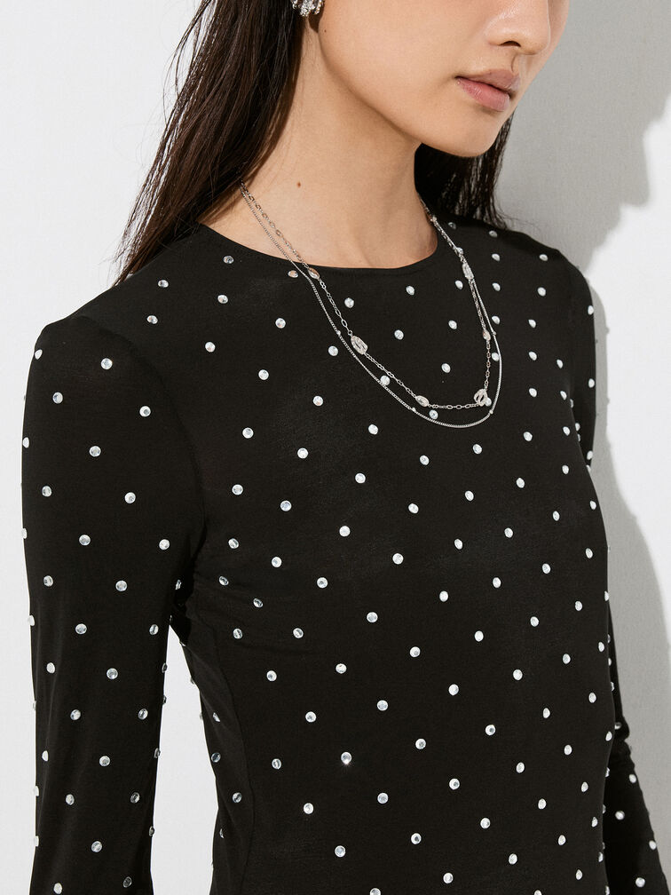 Aine Crystal Double-Chain Necklace, Silver, hi-res