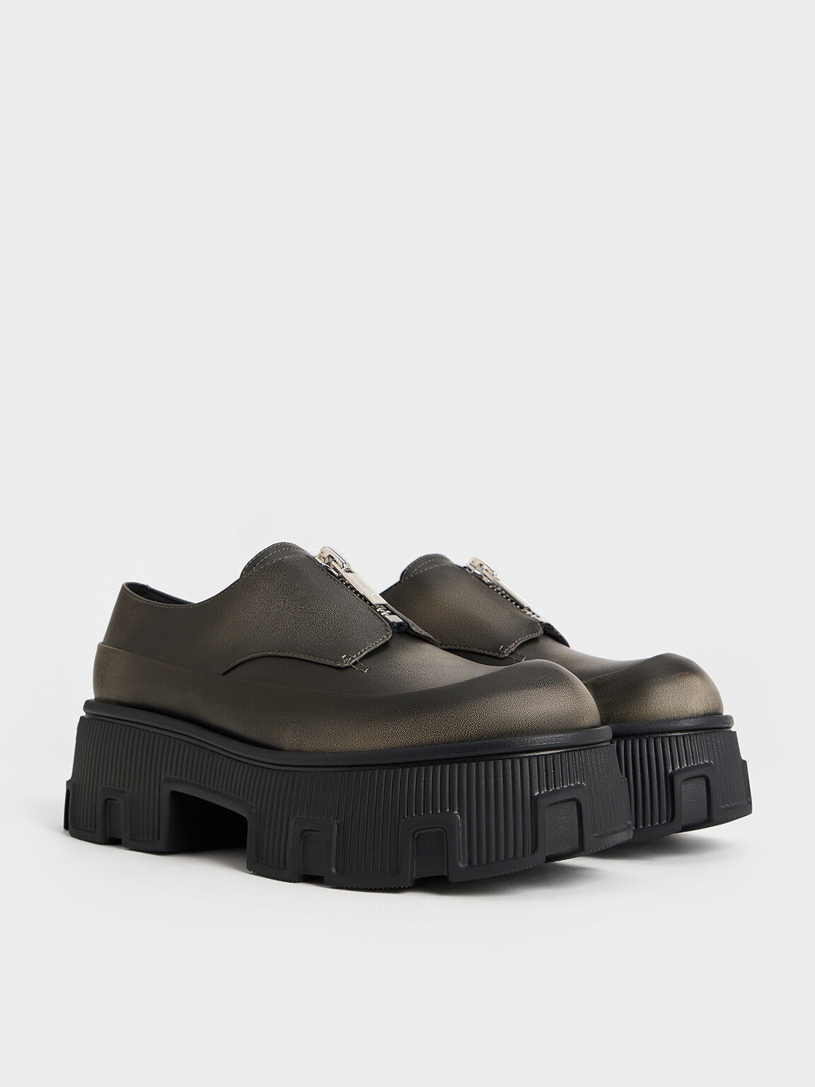 Zip-Up Platform Loafers - Multi