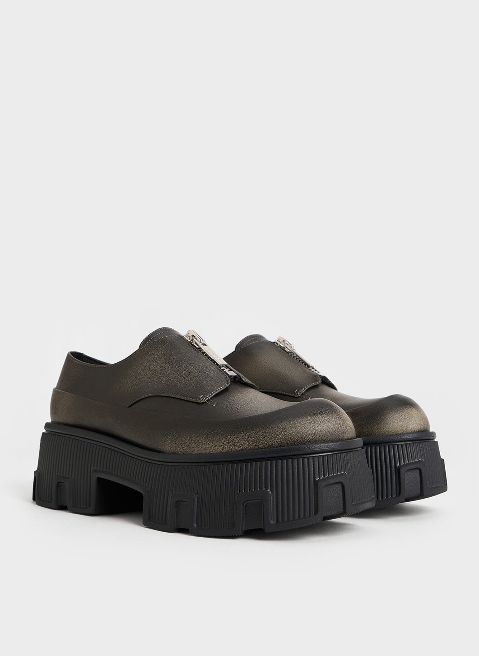 Zip-Up Platform Loafers, Multi, hi-res