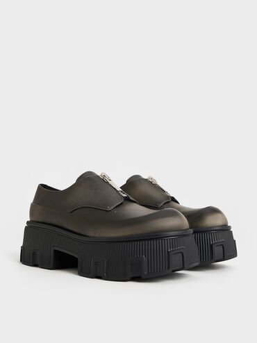 Zip-Up Platform Loafers, Multi, hi-res