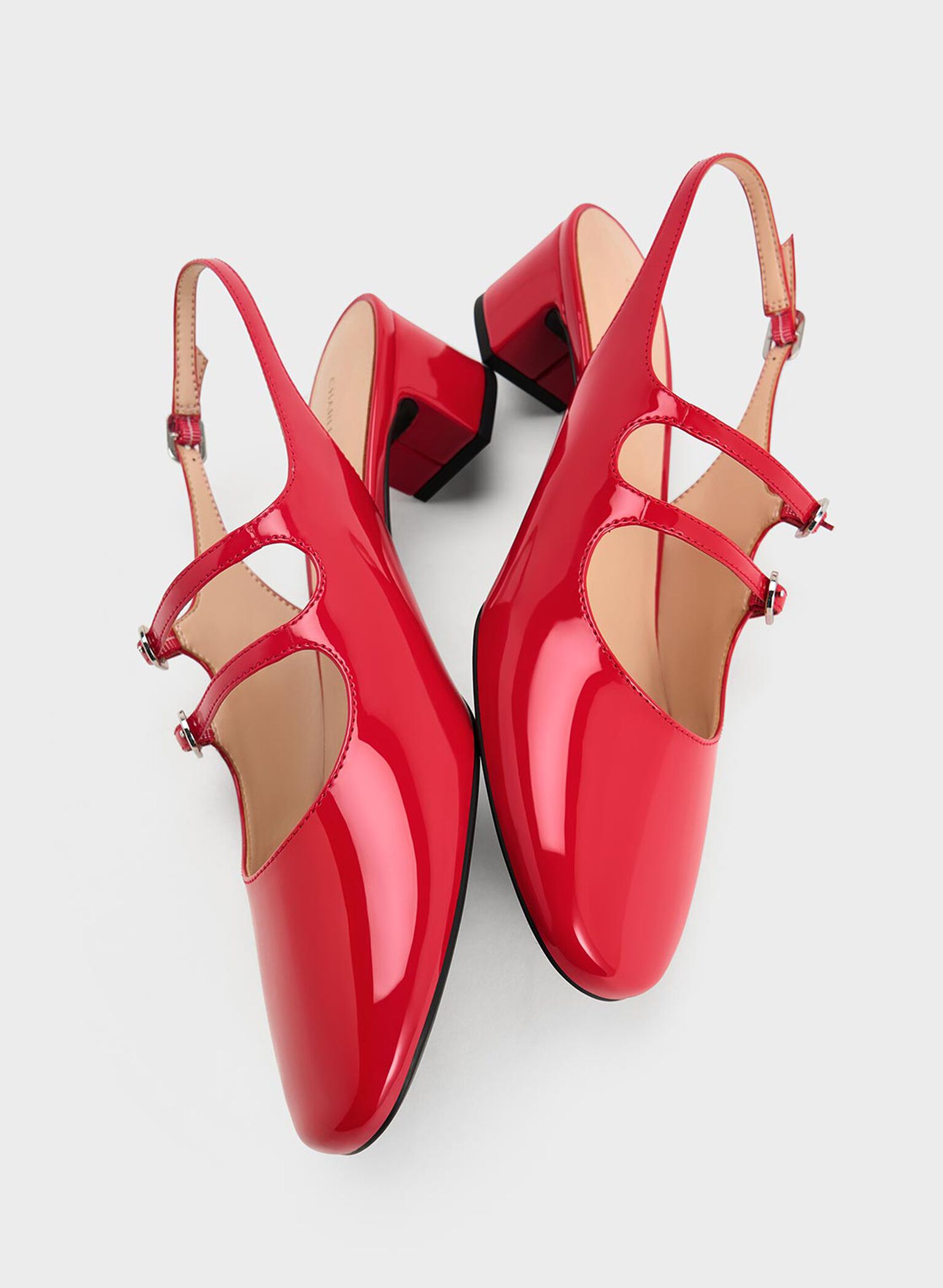 Clementine Double-Strap Slingback Mary Jane Pumps, Red, hi-res