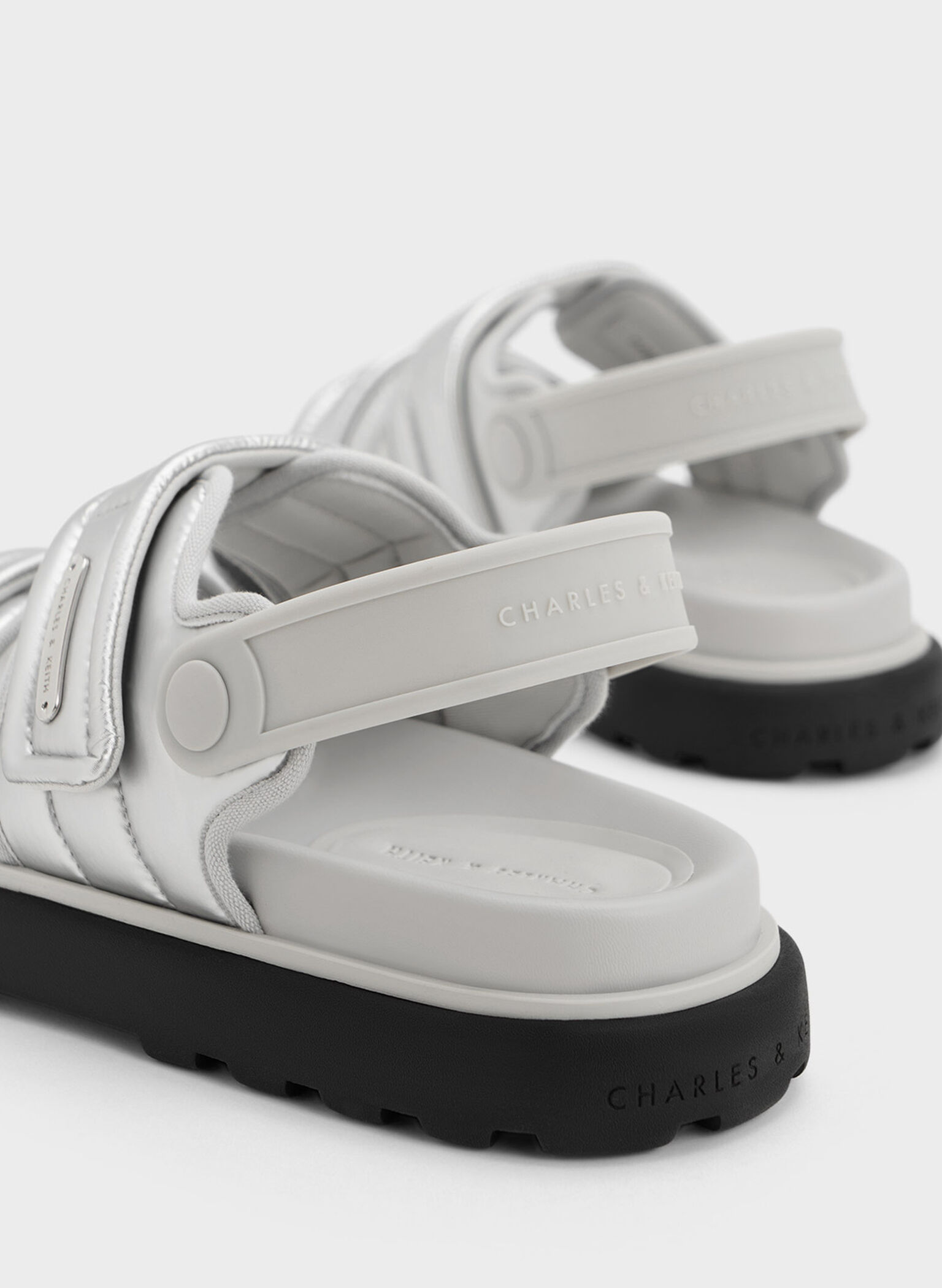 Romilly Metallic Puffy Sandals, Silver, hi-res
