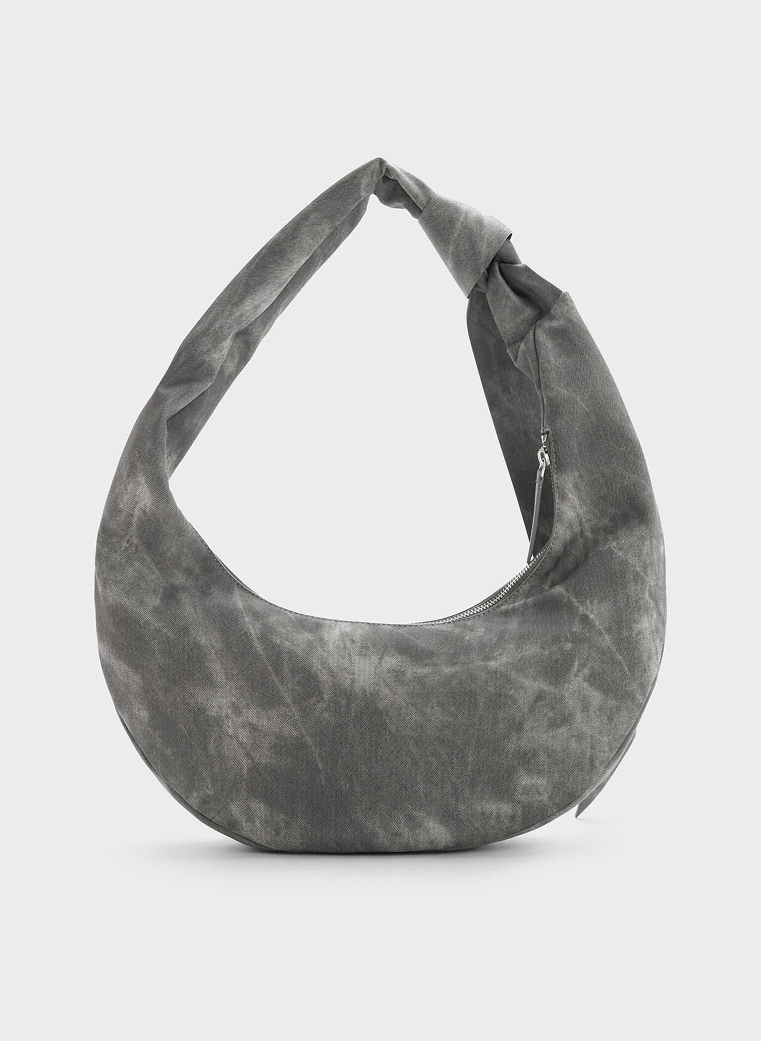 Toni Denim Knotted Crescent Hobo Bag, Dark Grey, hi-res