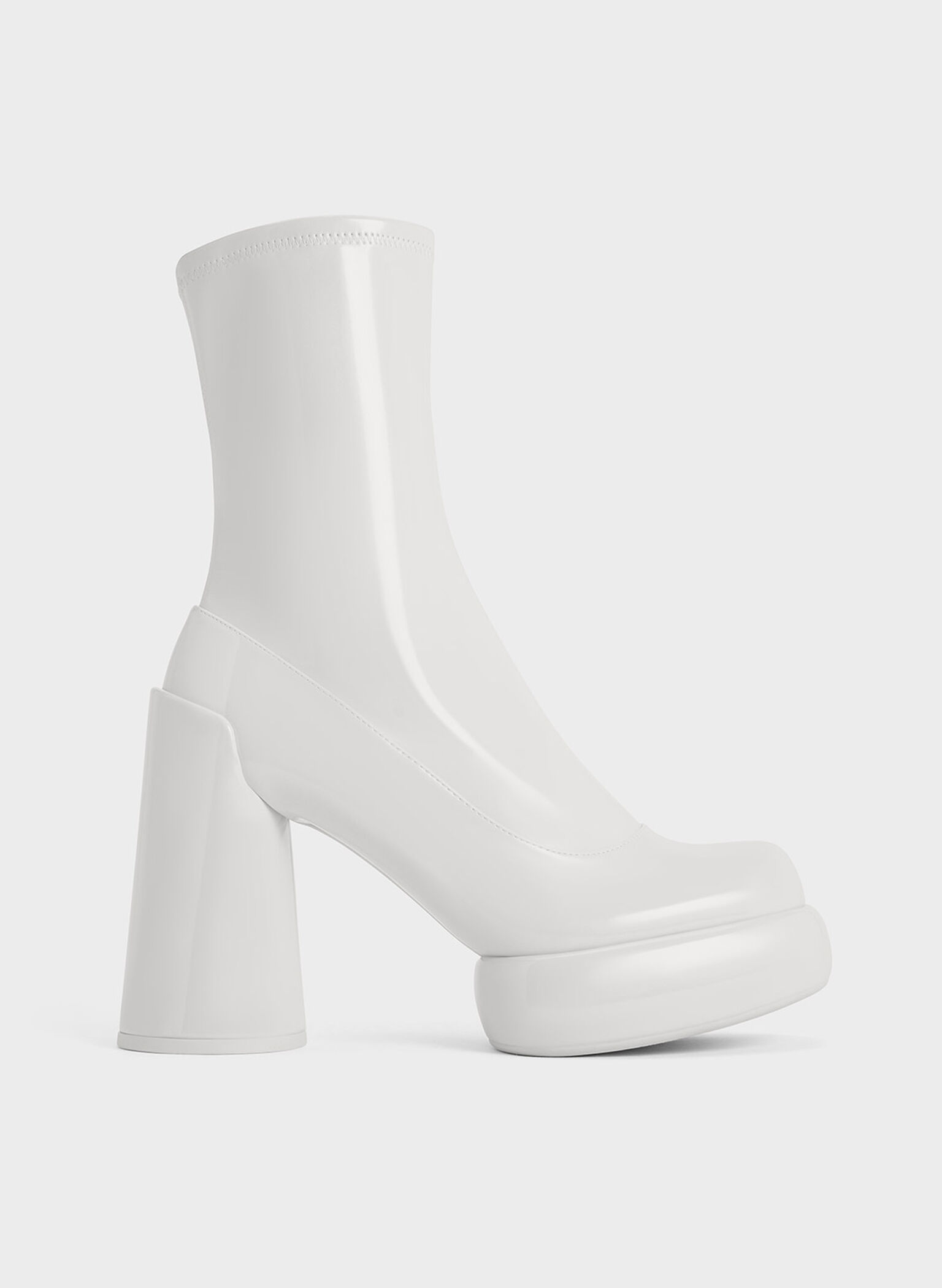 Darcy Patent Platform Ankle Boots, White, hi-res