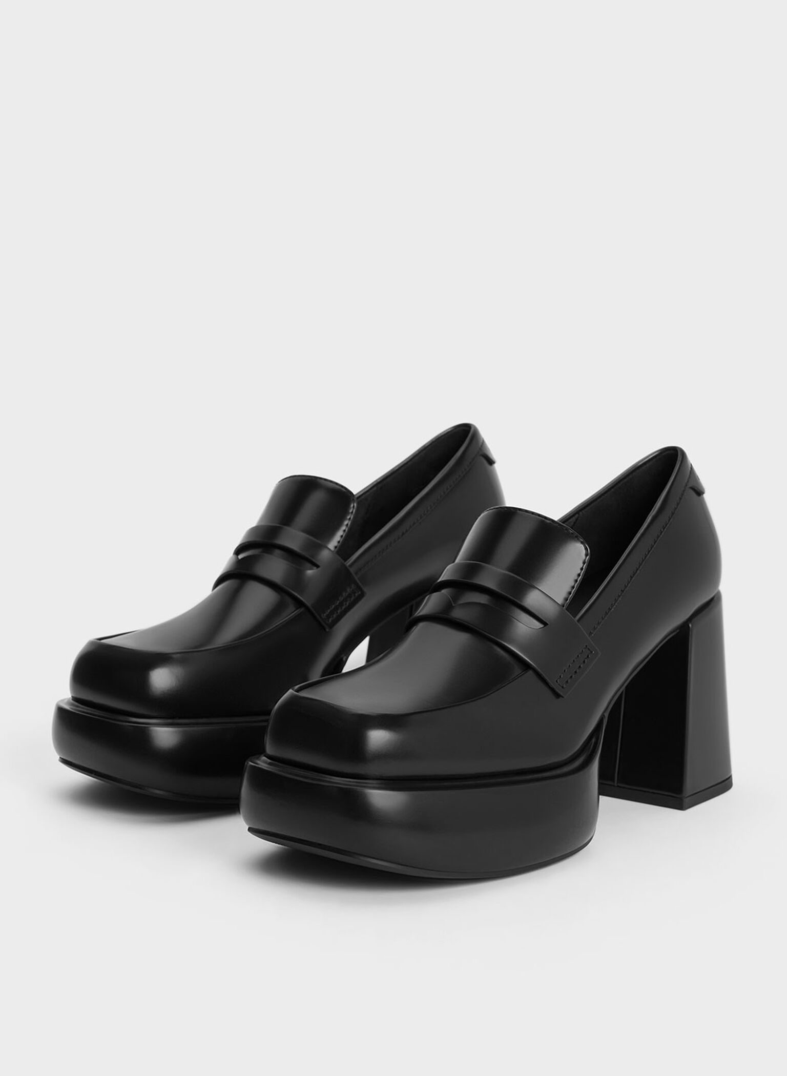 Monique Platform Loafer Pumps, Black Box, hi-res