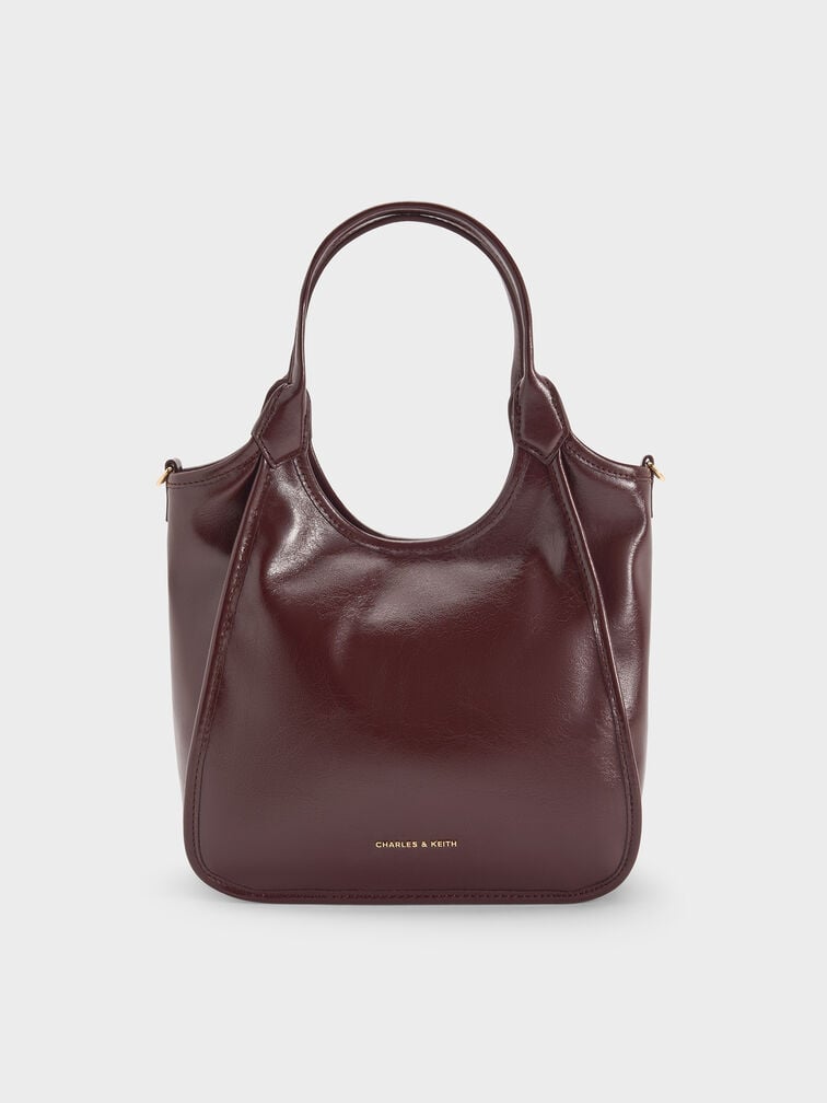 Mini Sianna Crinkle-Effect Slouchy Tote Bag, Wineberry Red, hi-res