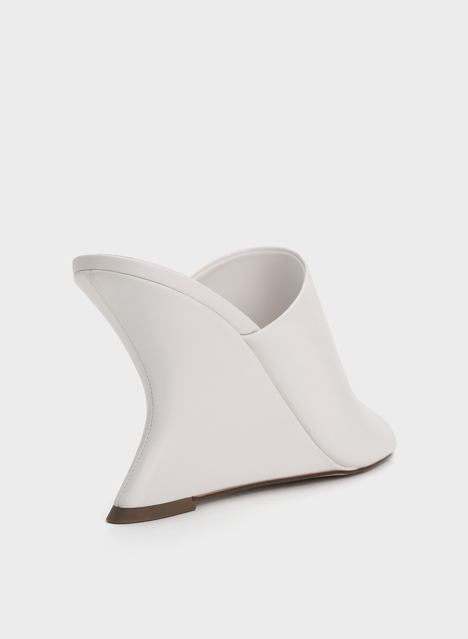 Wide-Strap Sculptural-Heel Wedges, White, hi-res