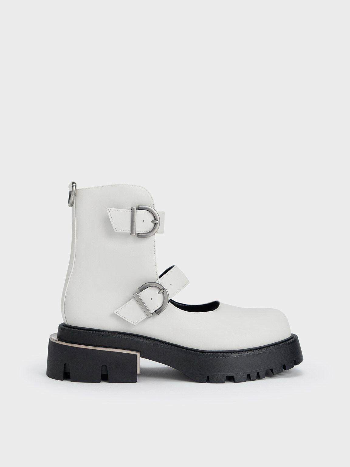 Selma Buckled Chunky Boots Chalk