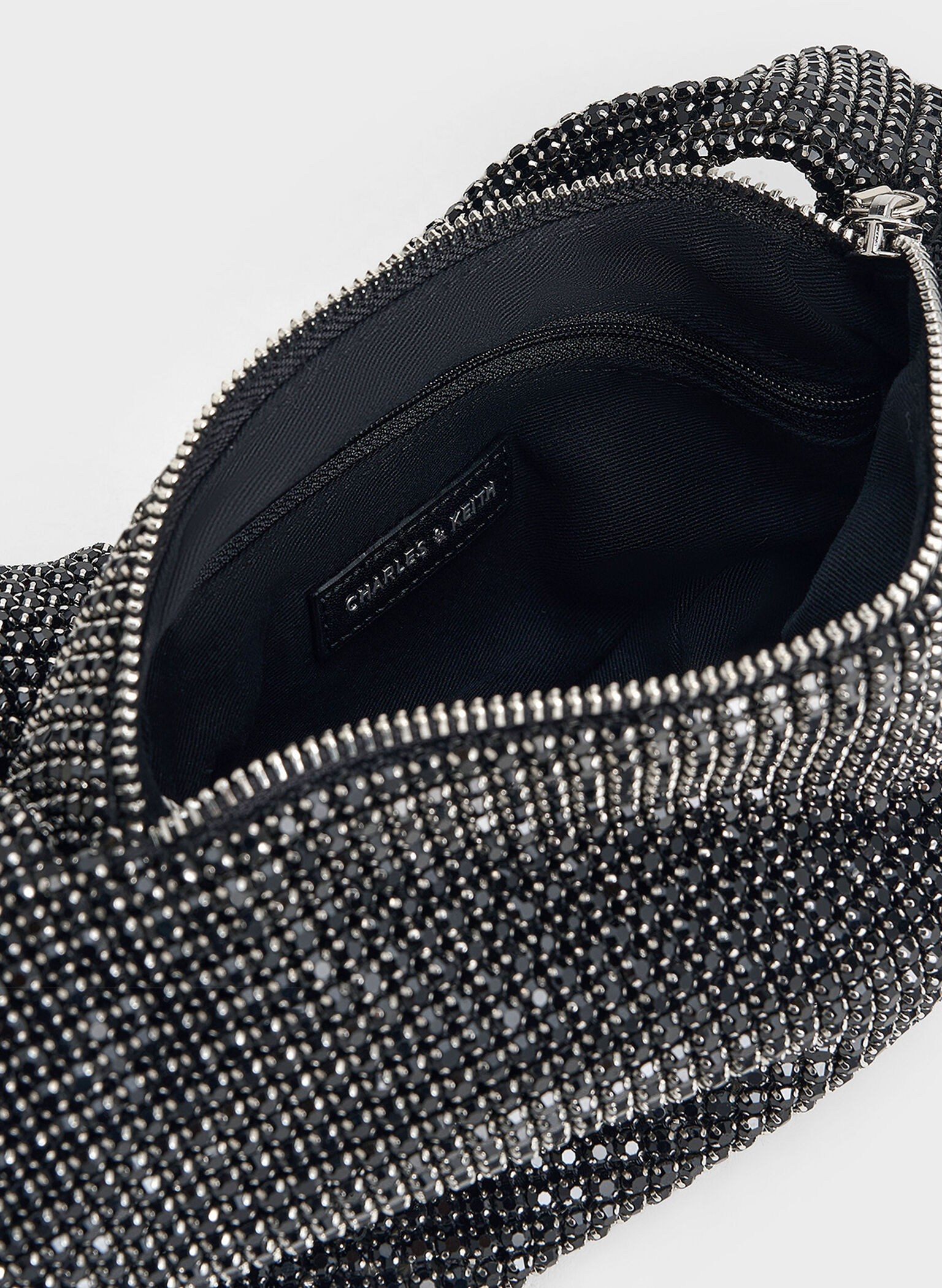 Crystal-Embellished Knotted-Strap Shoulder Bag, Noir, hi-res