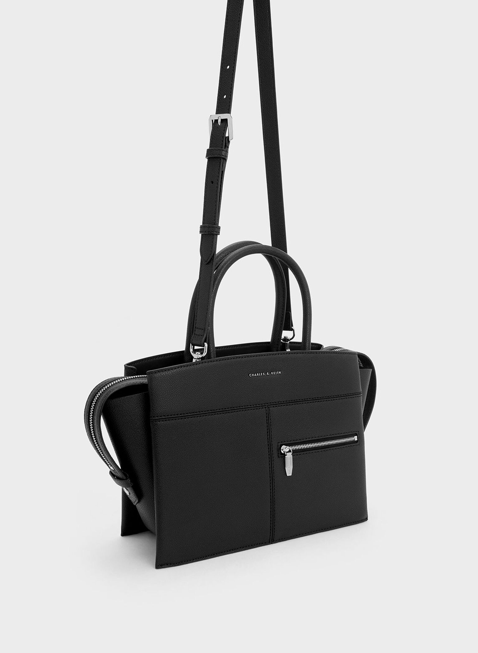 Anwen Trapeze Top Handle Bag, Noir, hi-res