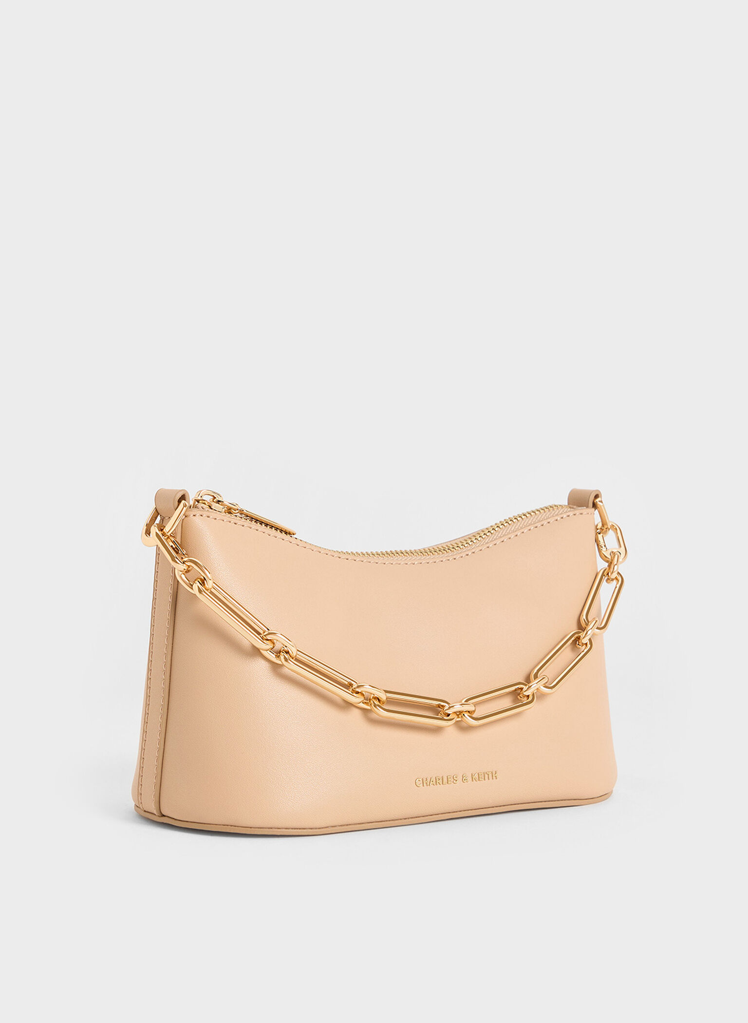 Robyn Elongated Chain-Handle Bag, Beige, hi-res