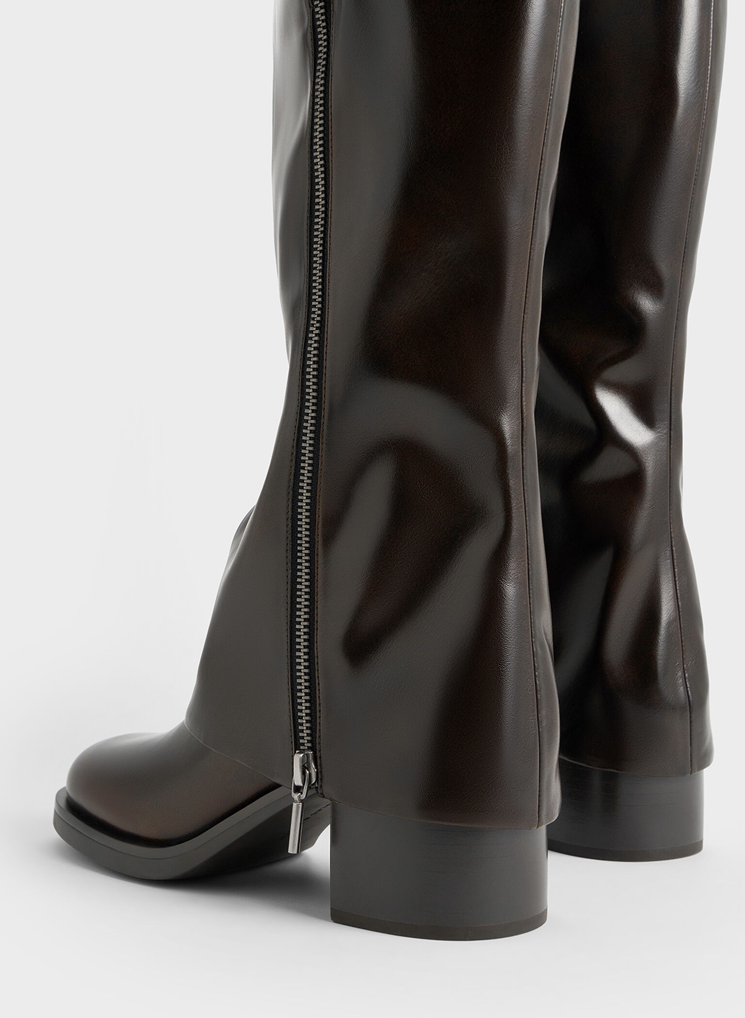 Louise Side-Zip Knee-High Boots, Dark Brown, hi-res