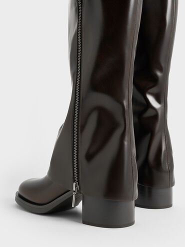 Louise Side-Zip Knee-High Boots, Dark Brown, hi-res