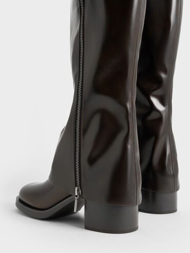Louise Side-Zip Knee-High Boots, Dark Brown, hi-res
