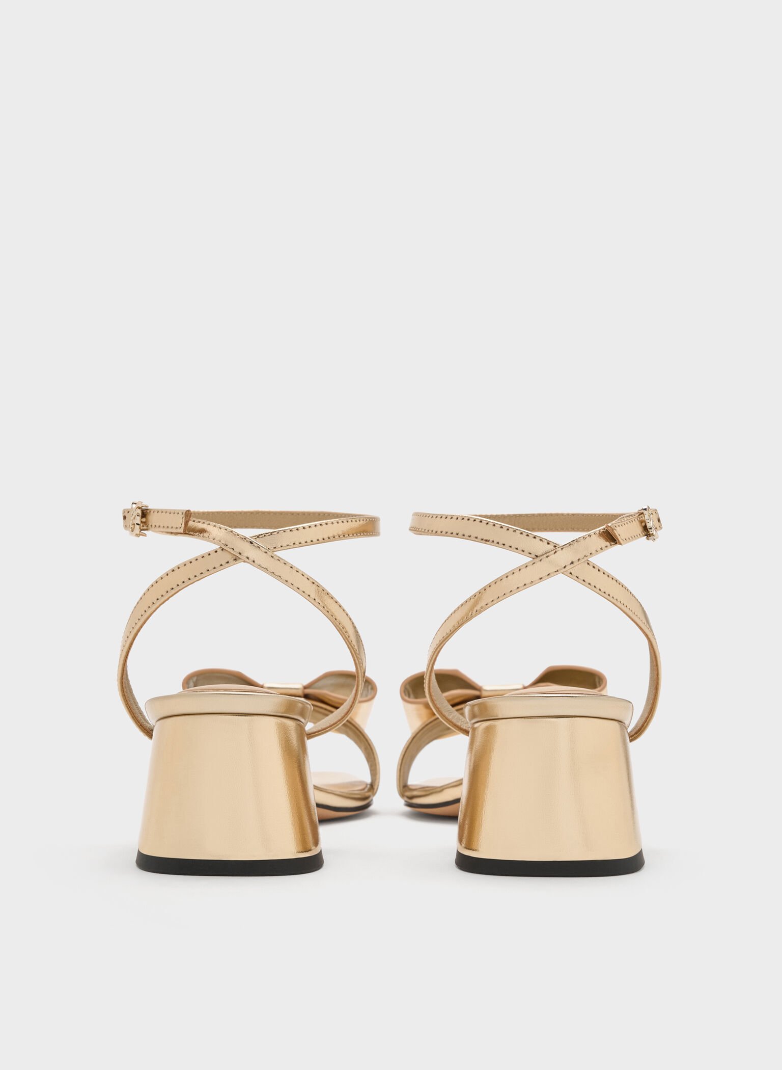 Lu Metallic Leather Bow Heeled Sandals, Gold, hi-res