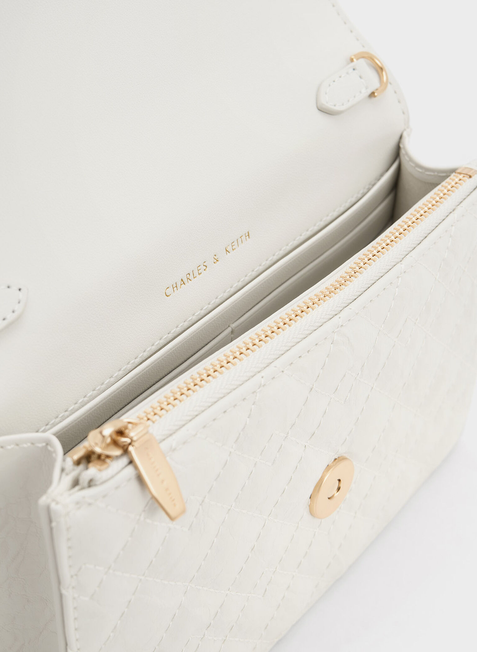 Duo Quilted Envelope Clutch, White, hi-res