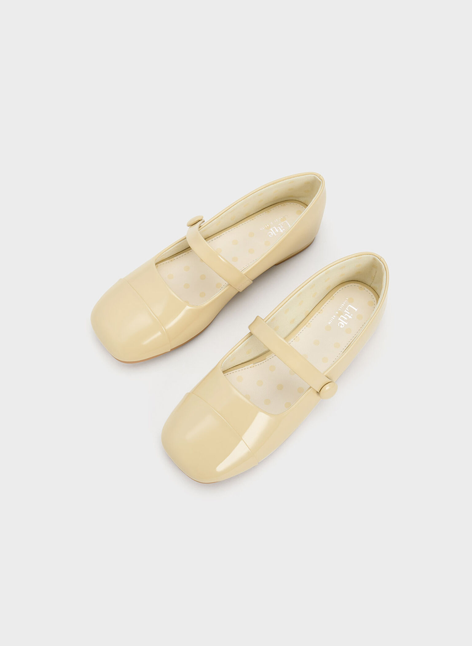 Girls' Patent Mary Jane Flats, Yellow, hi-res