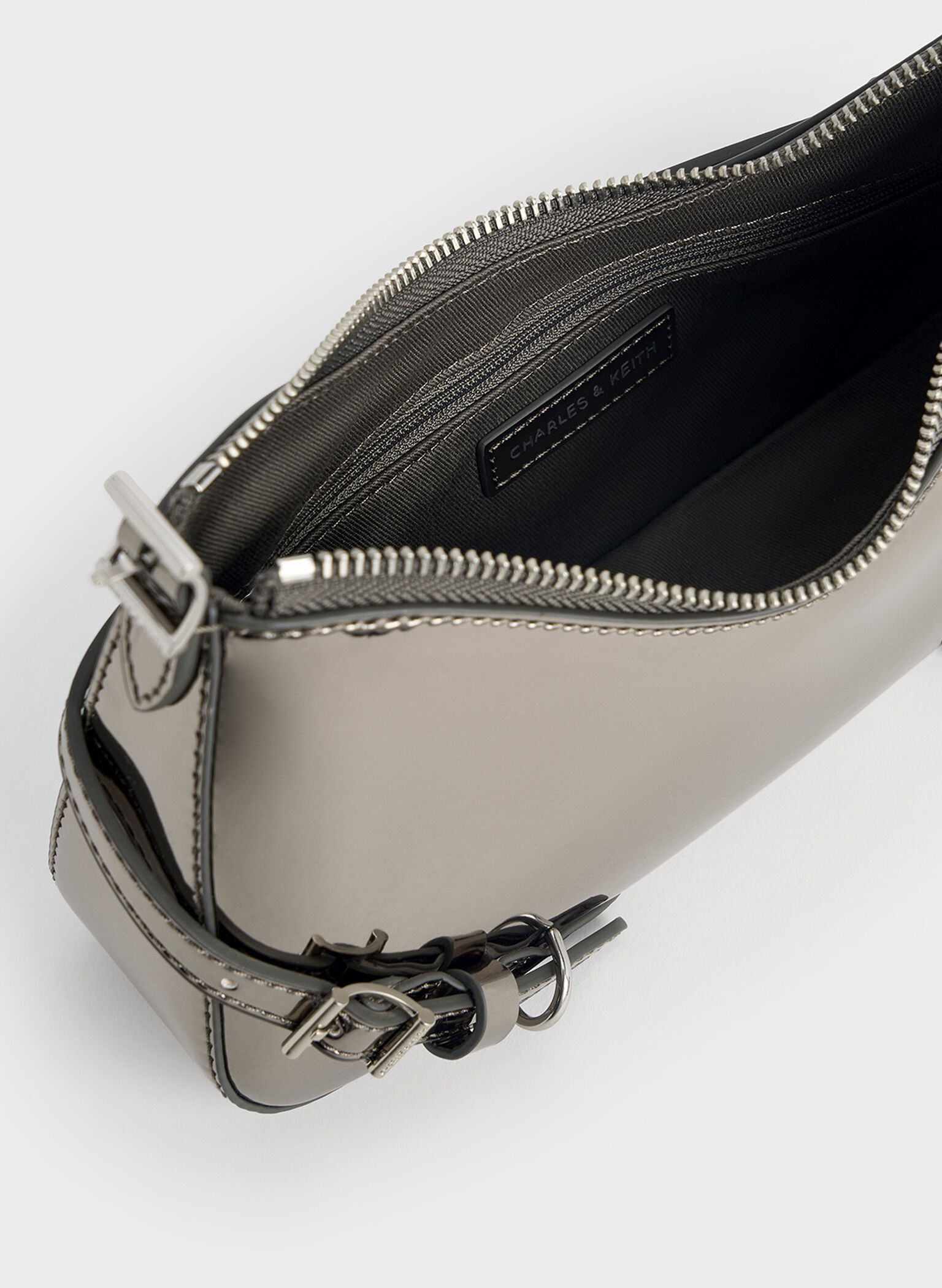 Sloane Metallic Shoulder Bag, Pewter, hi-res
