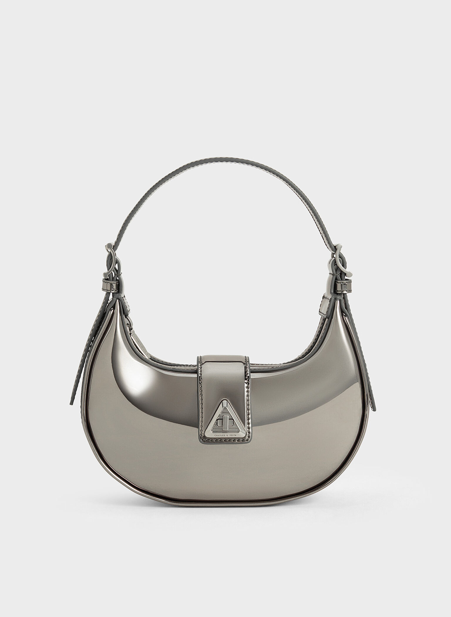 Trice Metallic Accent Belted Shoulder Bag, Pewter, hi-res