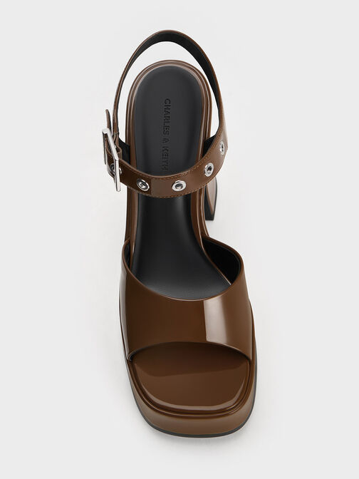 Jocelyn Grommet Ankle-Strap Platform Sandals, Brown, hi-res
