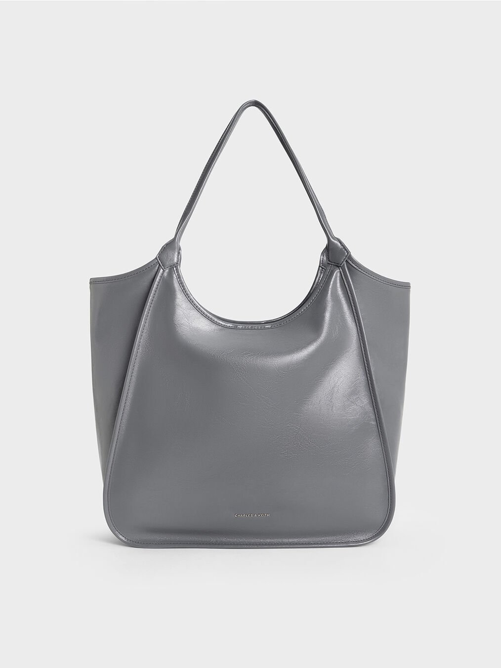 Sianna Crinkle-Effect Slouchy Tote Bag, Grey, hi-res