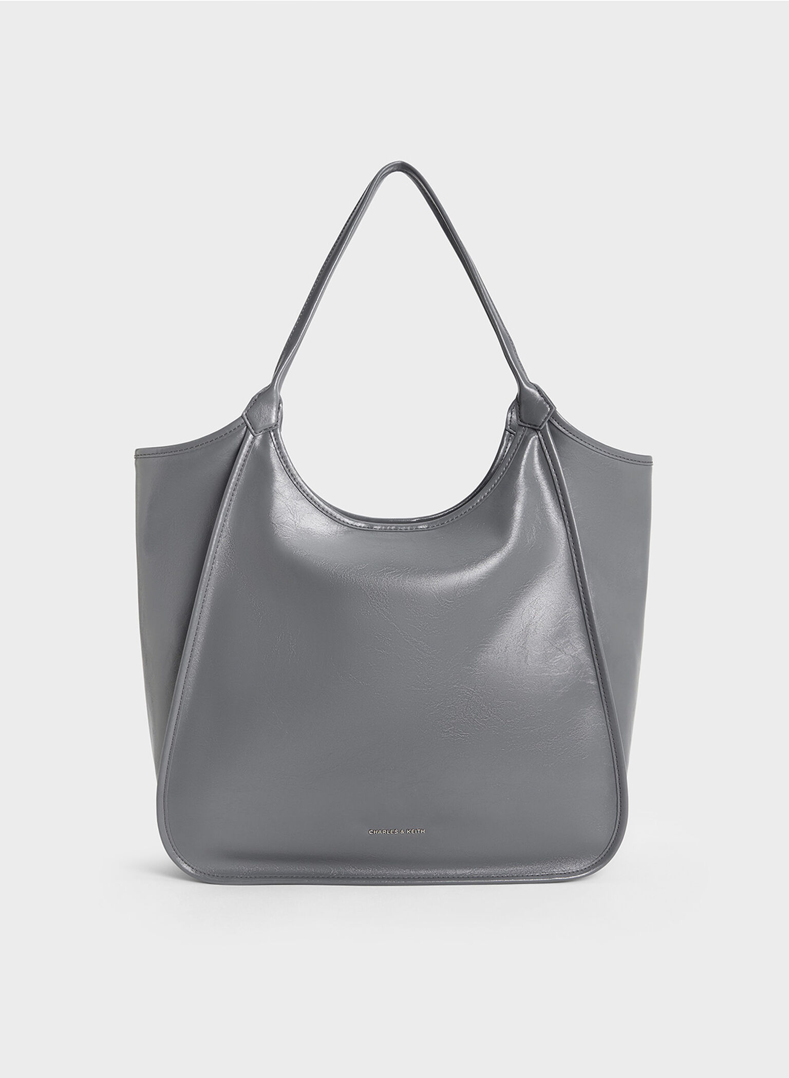 Sianna Crinkle-Effect Slouchy Tote Bag, Grey, hi-res