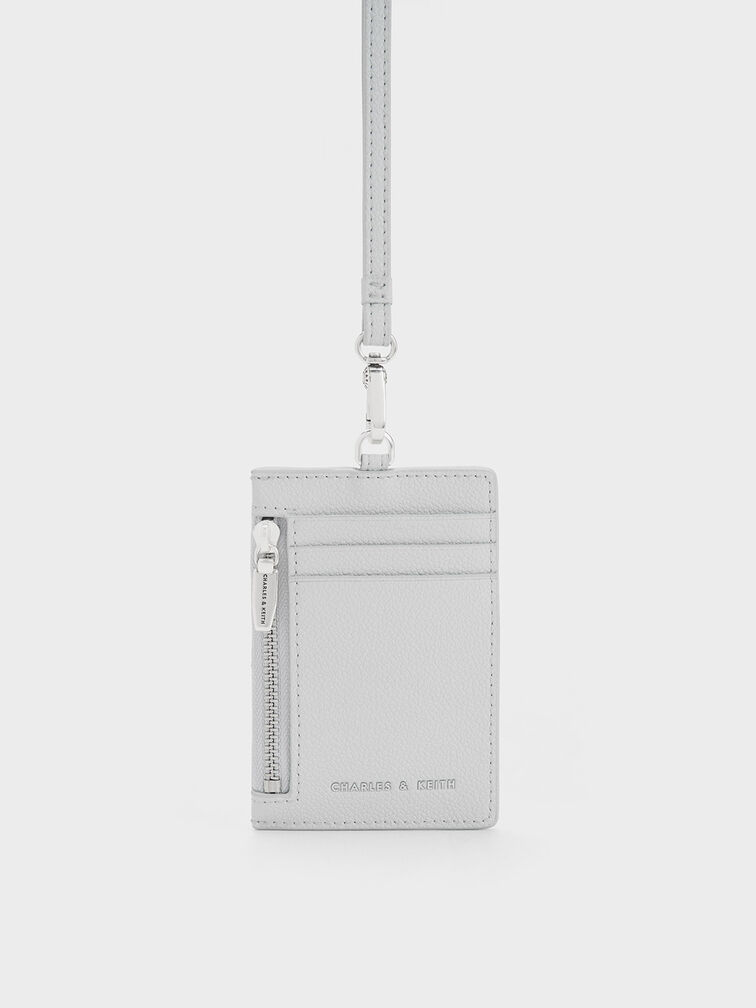 Twilia Side-Zip Card Holder, Light Grey, hi-res