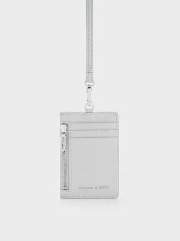 Twilia Side-Zip Card Holder, Light Grey, hi-res