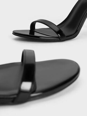 Patent Slant-Heel Ankle-Strap Sandals, Black Patent, hi-res