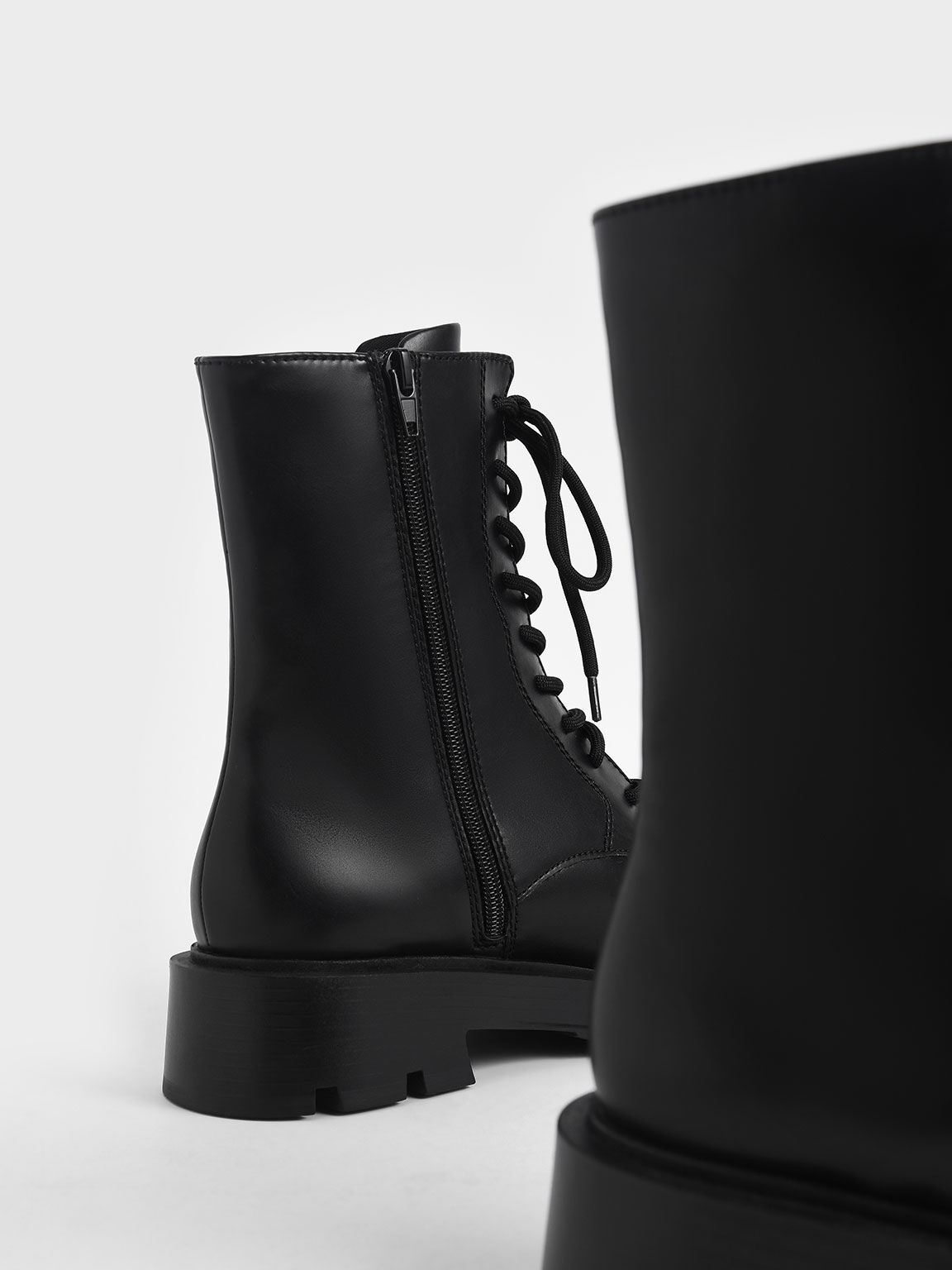 Beaded Lace-Up Ankle Boots, Black, hi-res