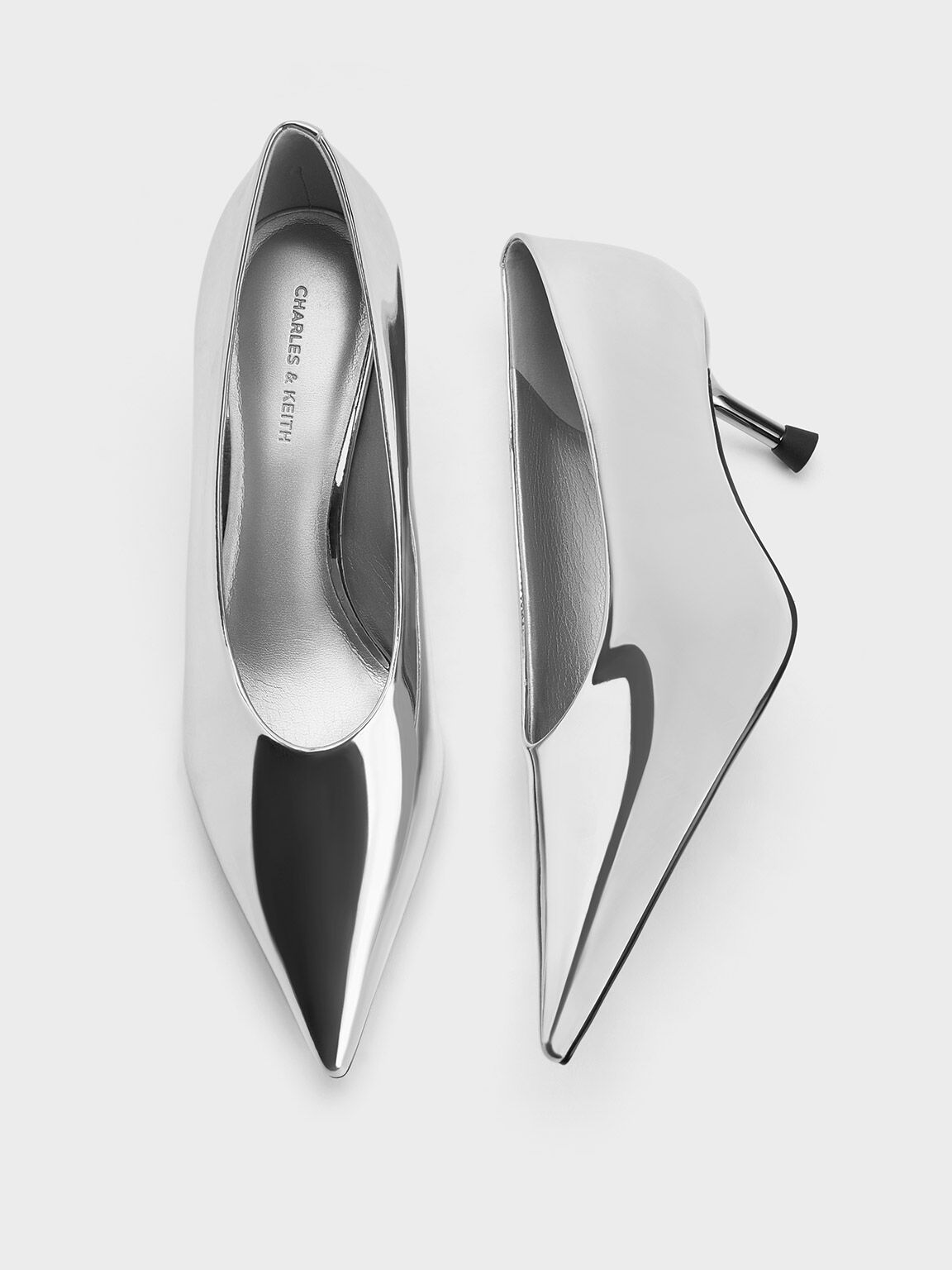 Charles and keith silver heels shop