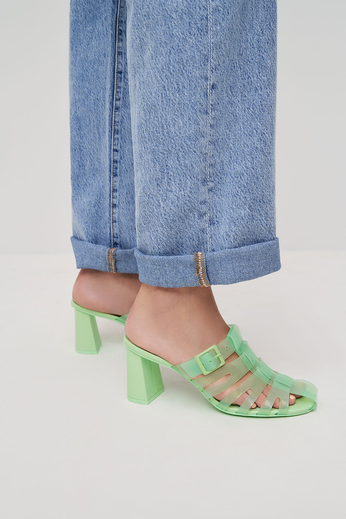 Teal mules top