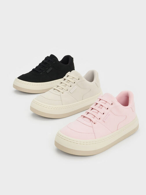 Textured Low-Top Sneakers, Light Grey, hi-res