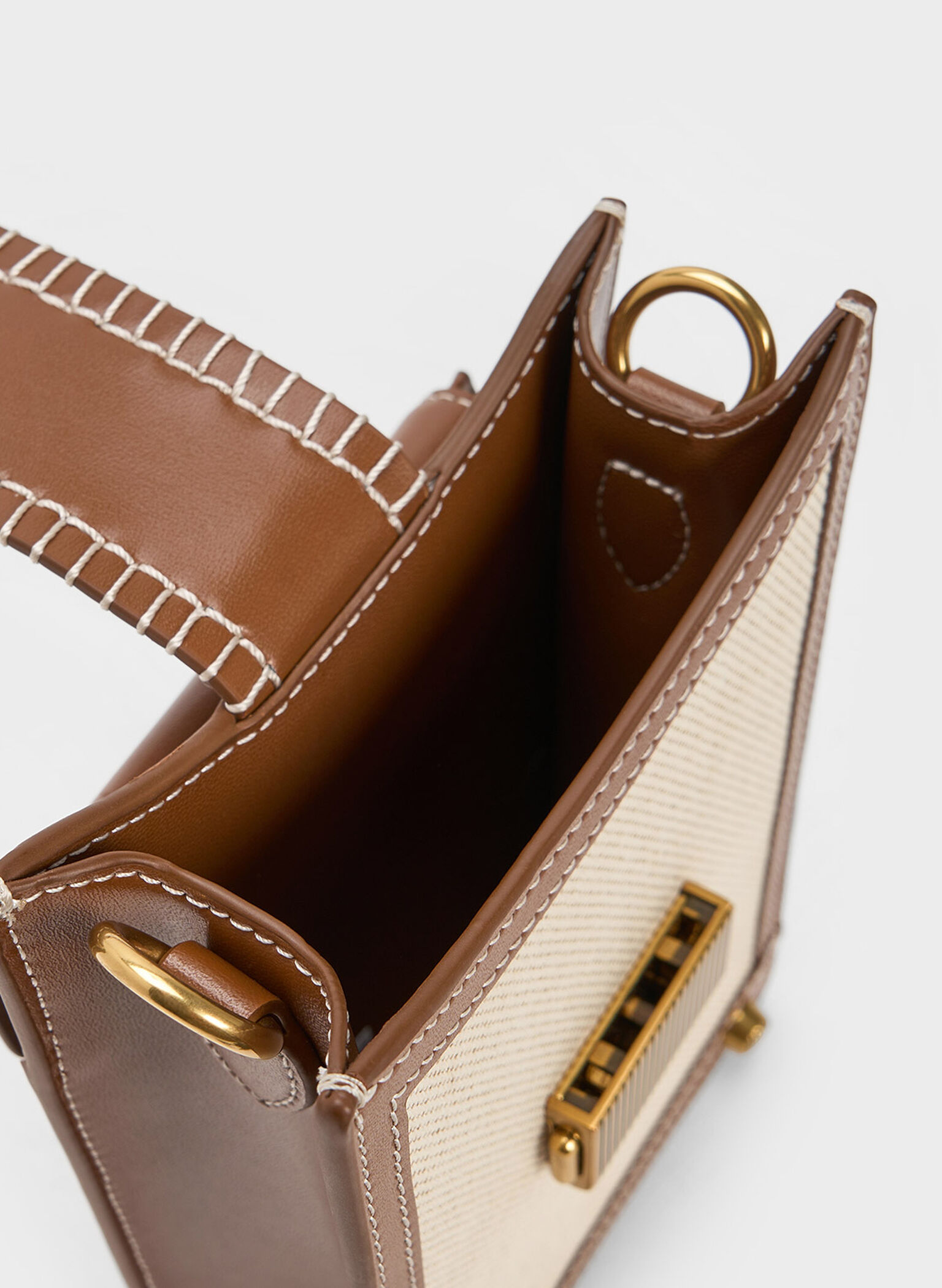 Winslet Belted Canvas Phone Pouch, Chocolate, hi-res
