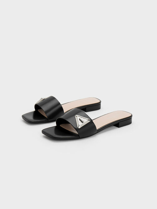 Trice Metallic Accent Slide Sandals, Black, hi-res