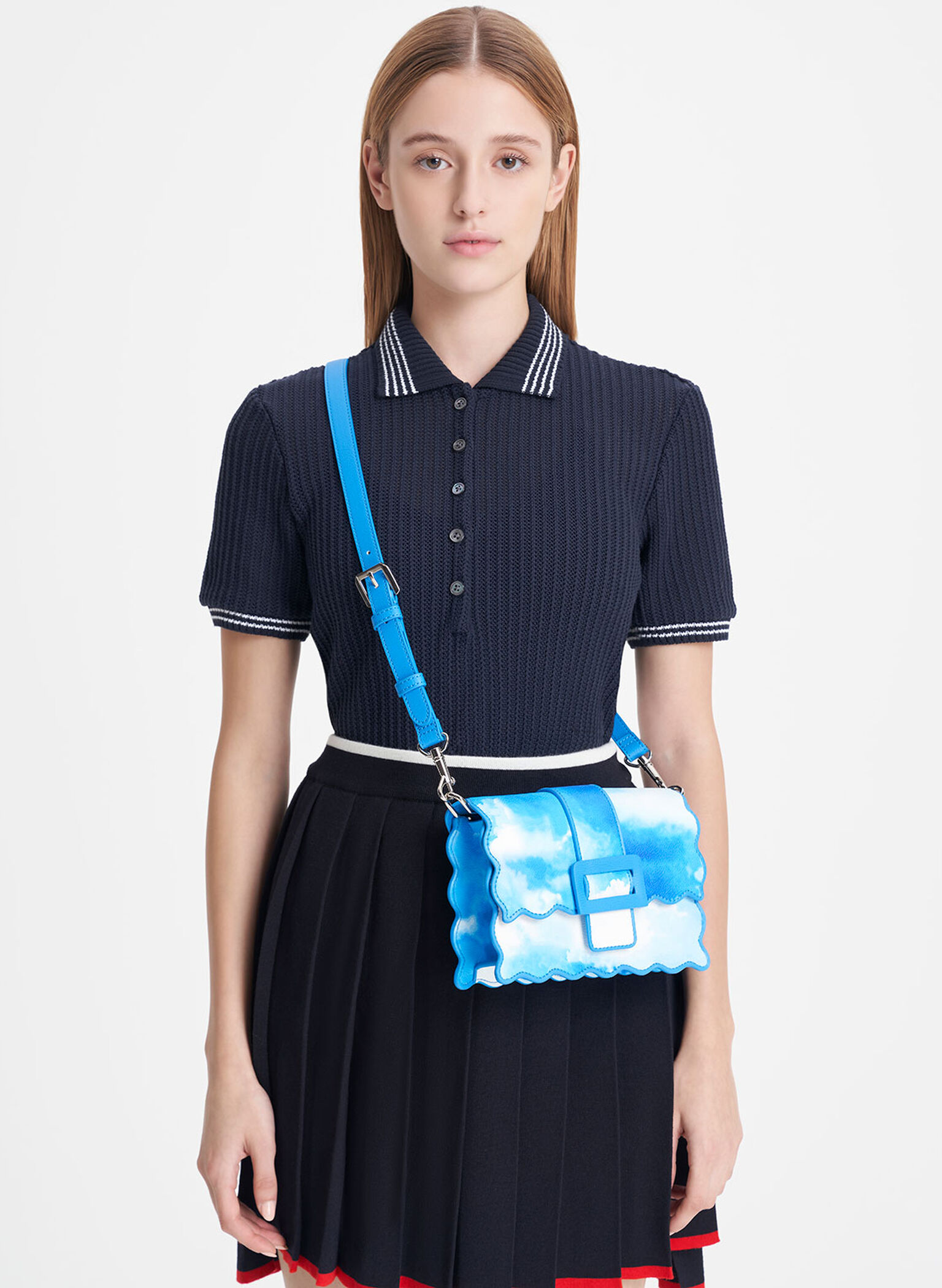 Waverly Cloud-Print Scallop-Trim Bag, Multi, hi-res