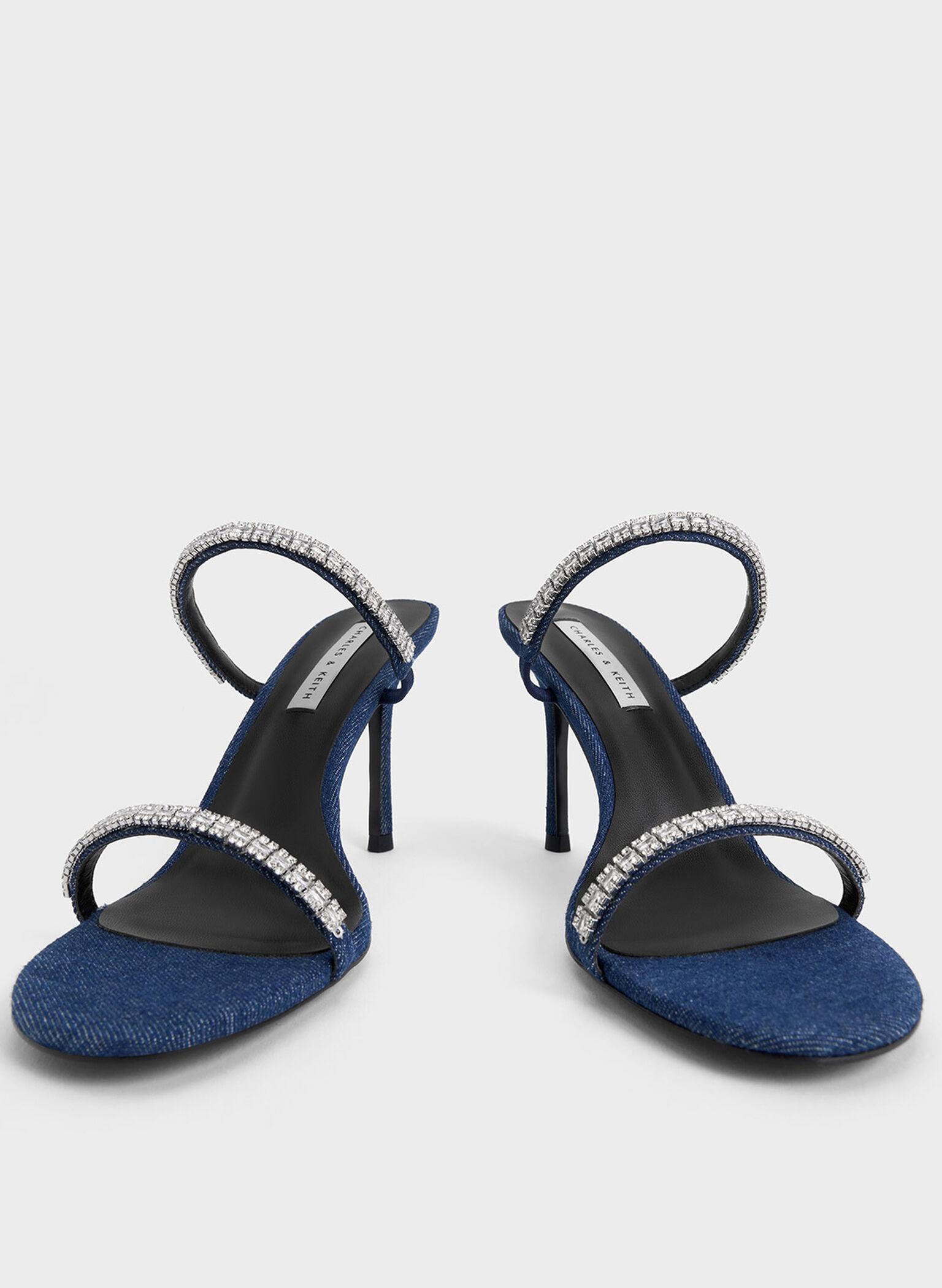 Ambrosia Denim Gem-Embellished Heeled Mules, Blue, hi-res