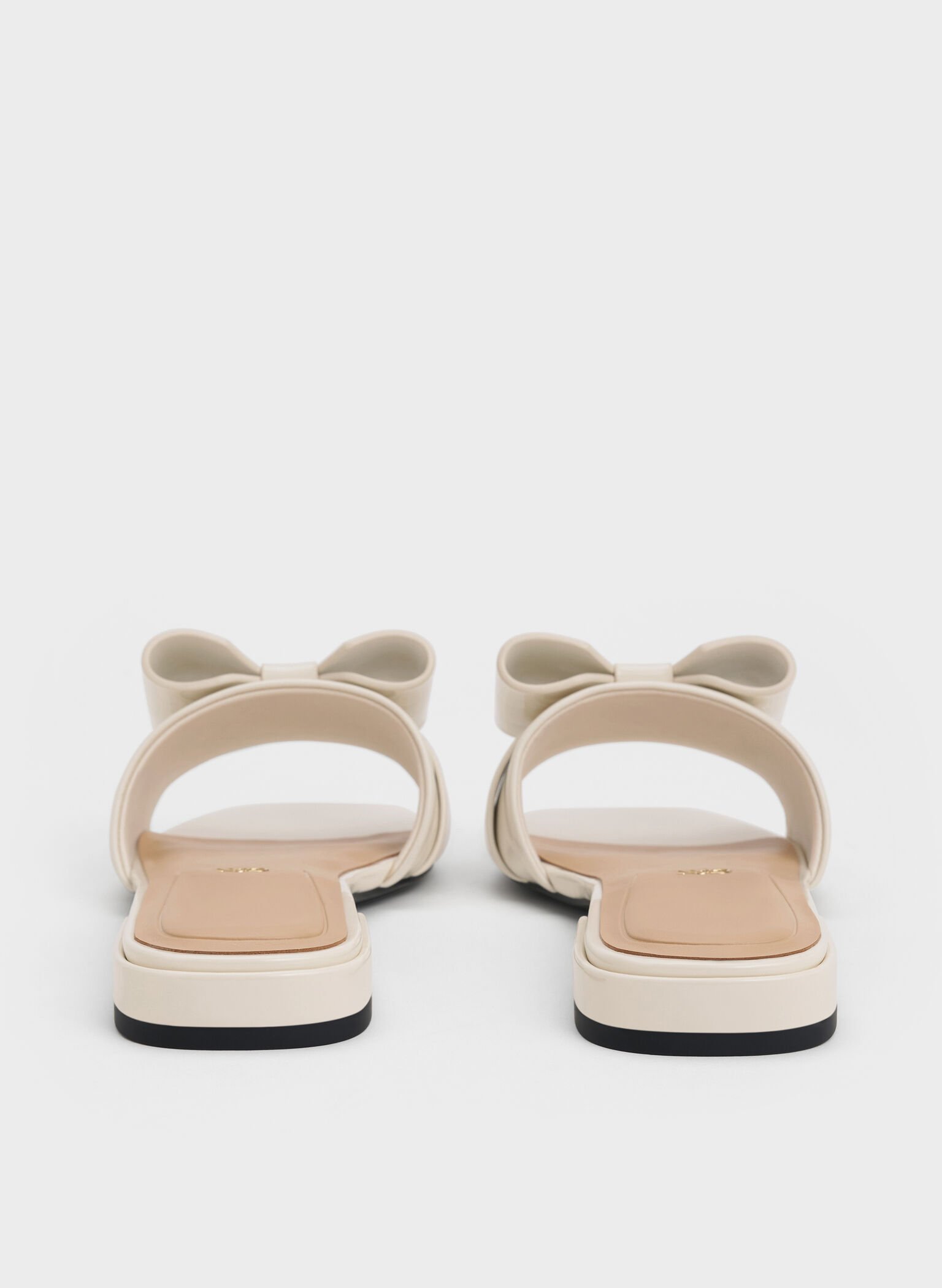 Lu Patent Leather Bow Slide Sandals, Chalk, hi-res