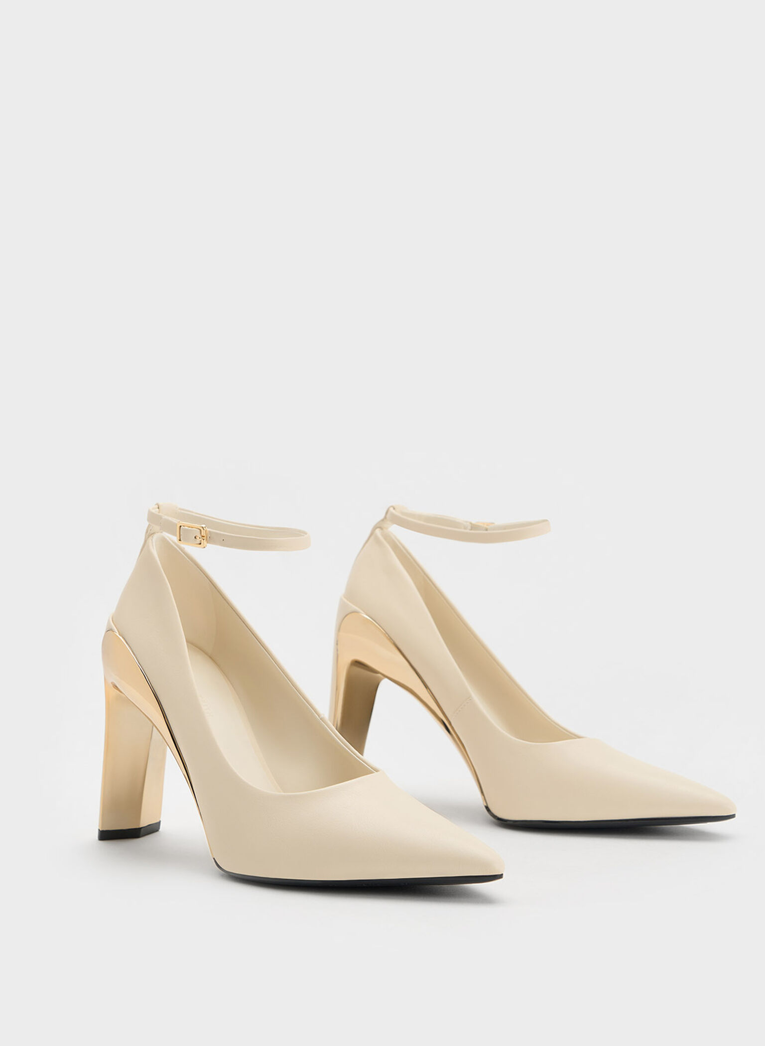 Devon Metallic Blade-Heel Pumps, Chalk, hi-res